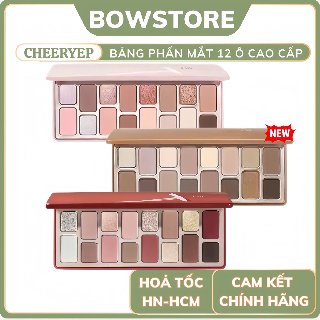 QianYan Bảng Phấn Mắt Qianyan Cheeryep 16 Ô, Tone Màu Đa Dạng Có Nhũ Lì Lấp Lánh 16g BOWSTORE