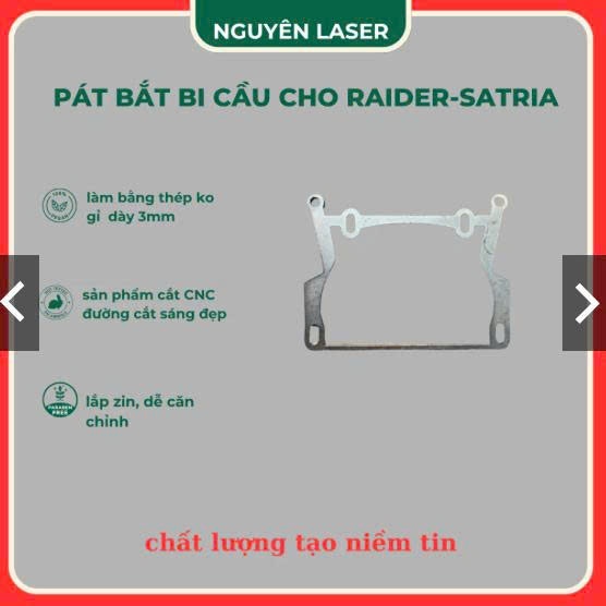 Pát Gắn Đèn Bi Cầu 3.0 Inch Raider, Satria, Bát Bi Cầu thép ko gỉ dày 3.0