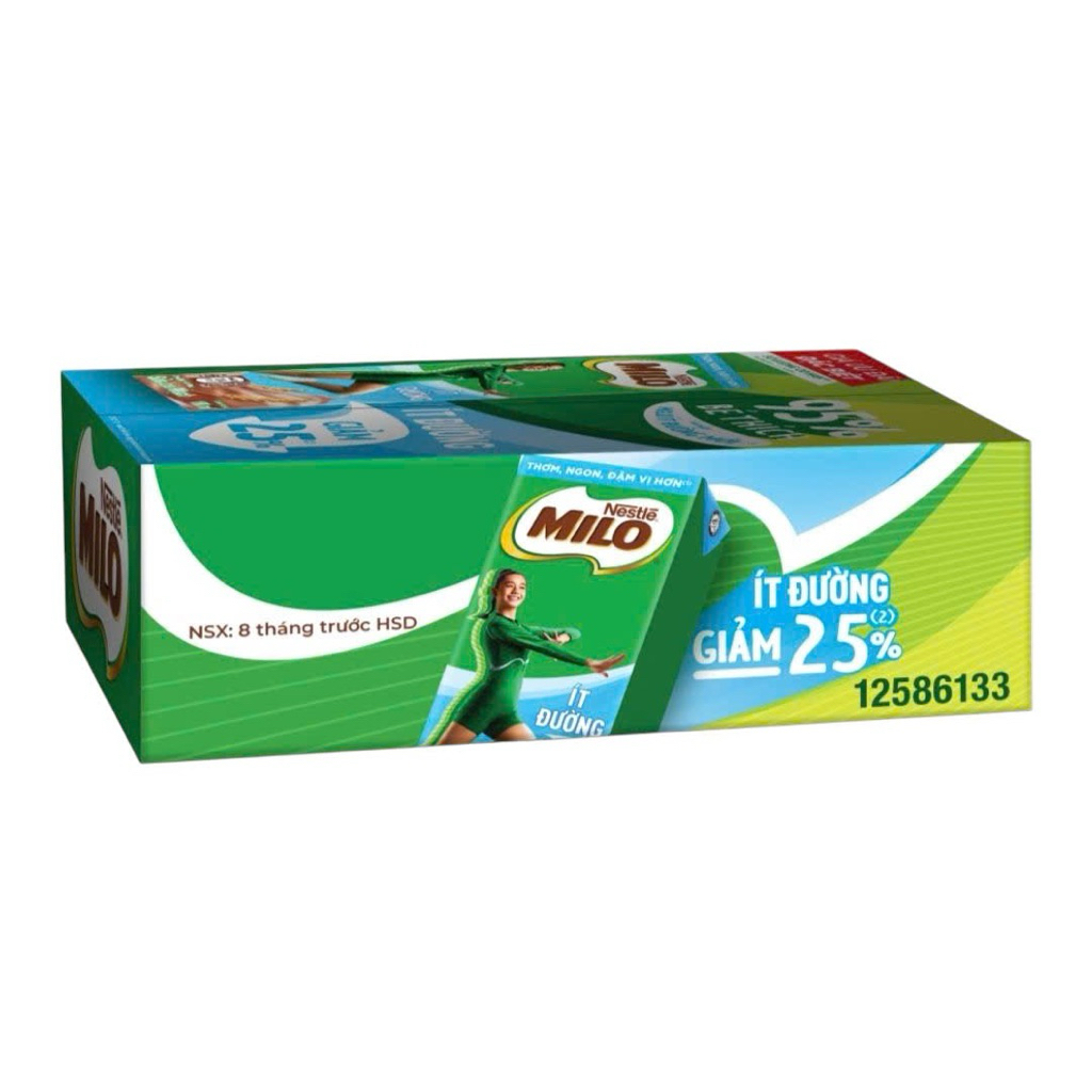 Sữa Lúa Mạch Milo Ít Đường 180ML (48hộp x 180ML) Date Mới