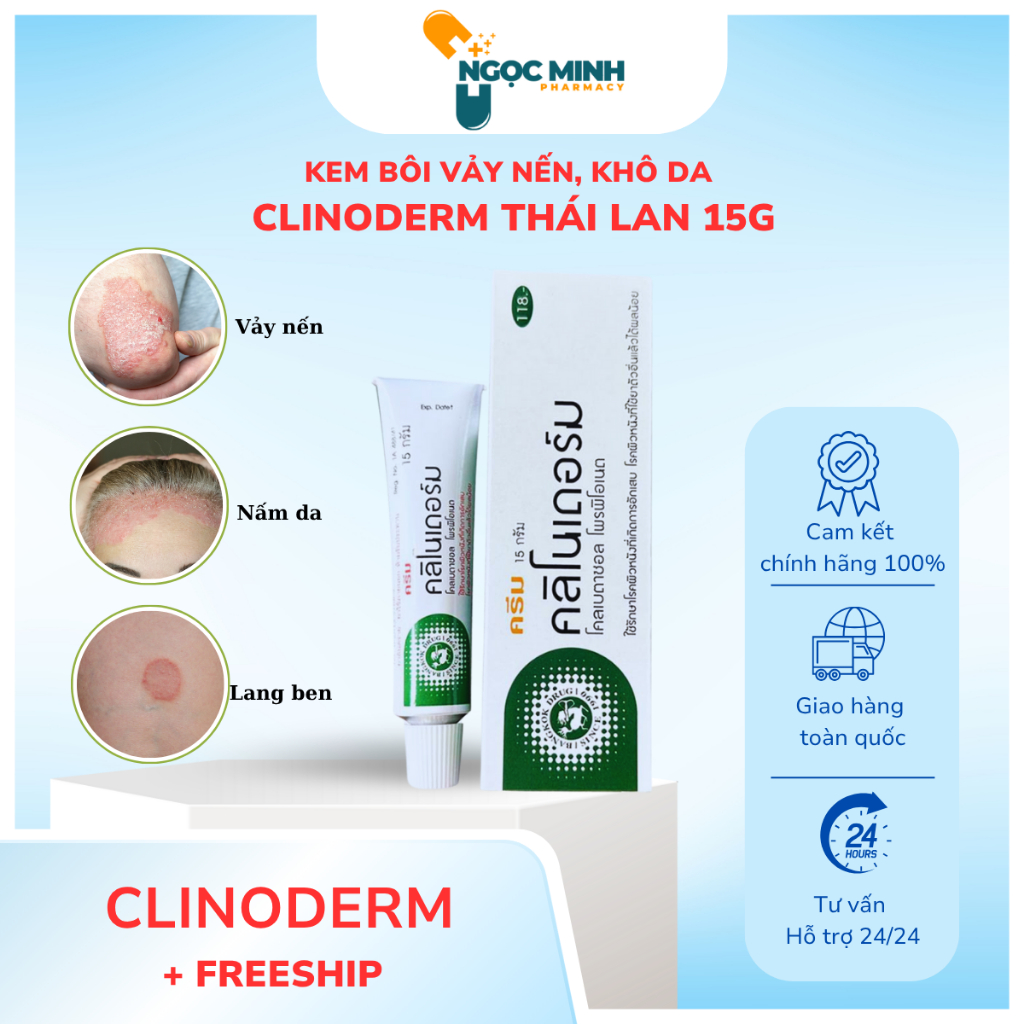 Kem Bôi Ngứa Vảy Nến Thái Lan Clinoderm Cream 15g Kem Bôi Ngứa Vảy Nến Thái Lan Clinoderm Cream 15 g