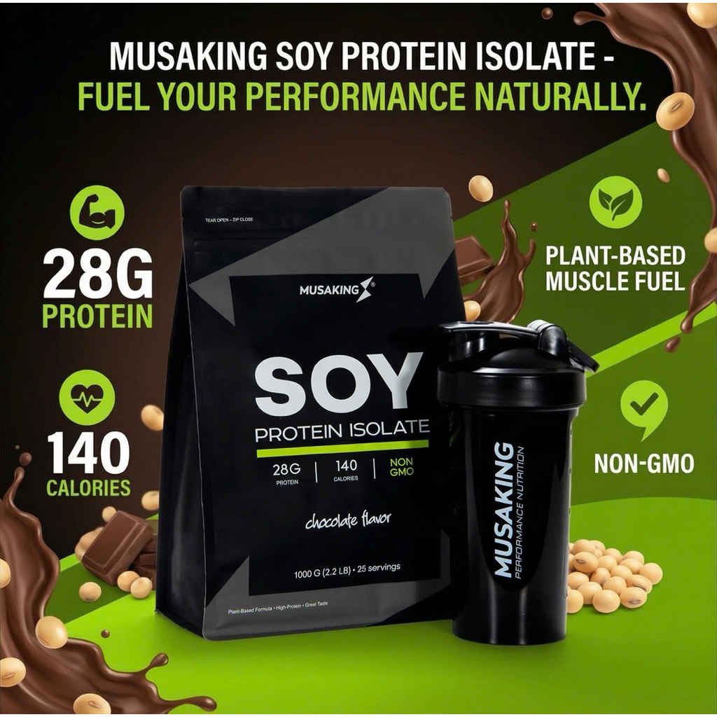 Bột Soy Protein Isolate Musaking túi 1kg + Tặng bình lắc Shaker 600ml
