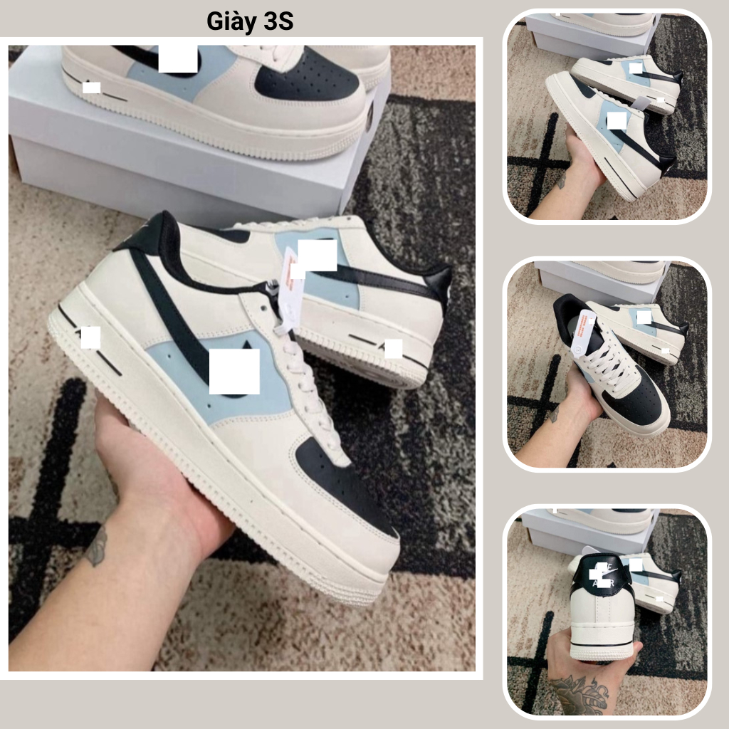 Giày Sneaker Trắng Kem Mũi Đen Nam Nữ, Giày Thể Thao Cream Black Thời Trang Full Box Bill. Shoes Sto