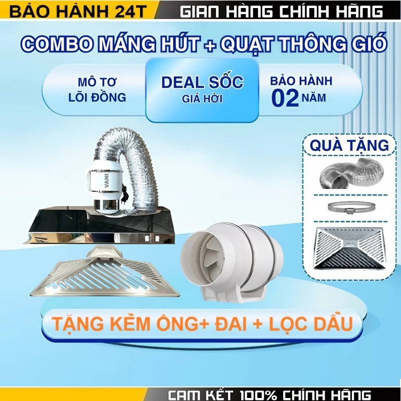 COMBO Quạt thông gió hút mùi + Lọc dầu