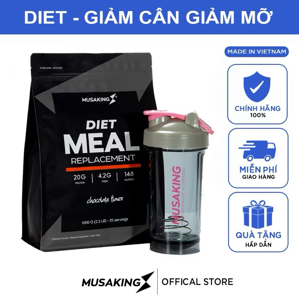 Bột Dinh Dưỡng Diet Milk Musaking 1000g - Thay Thế Bữa Ăn-Quà Tặng