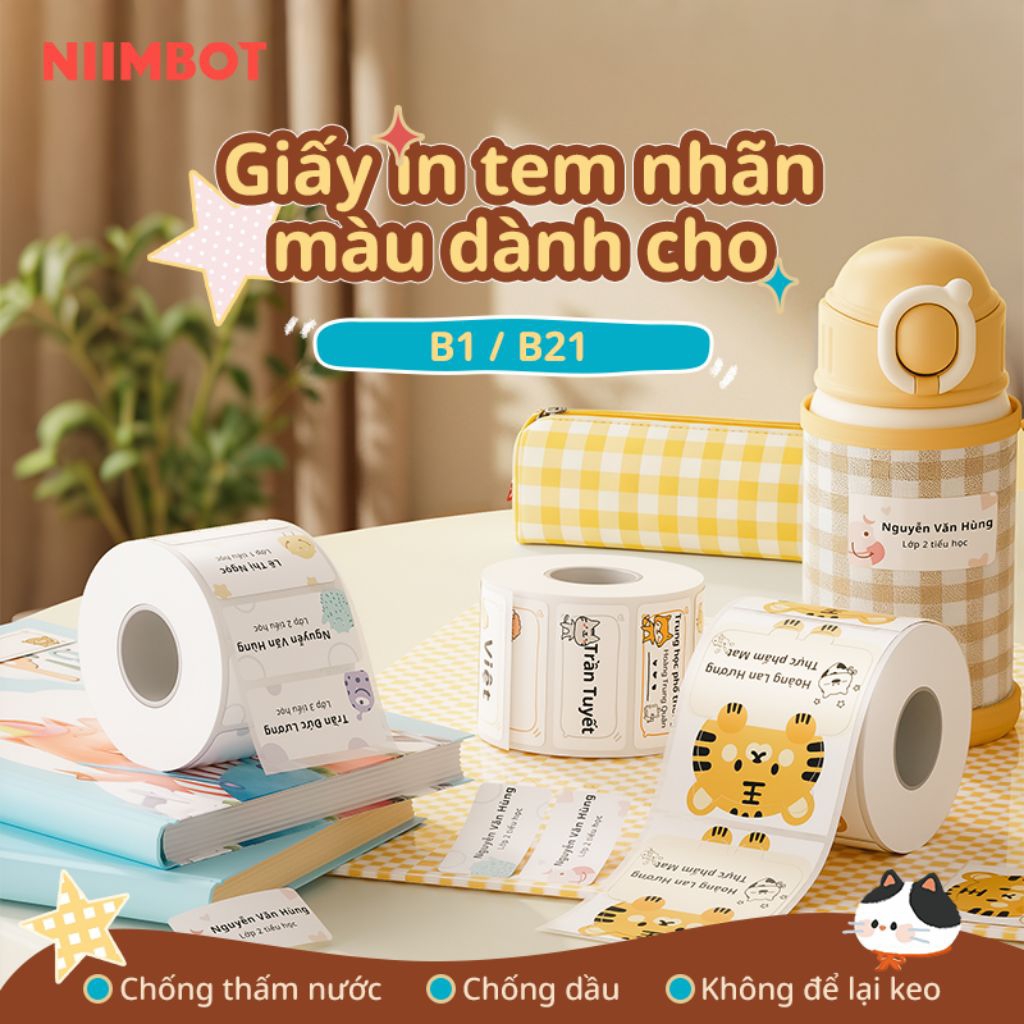NIIMBOT B1/B21/B3S/B21PRO_Giấy In Nhãn Cho In Tên & Phân Loại Đồ Gia Đình