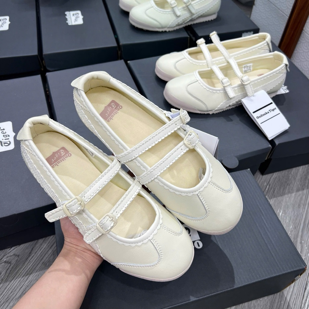 Giầy búp bê trắng kem 2xstore có quai hàng đẹp Fullbox