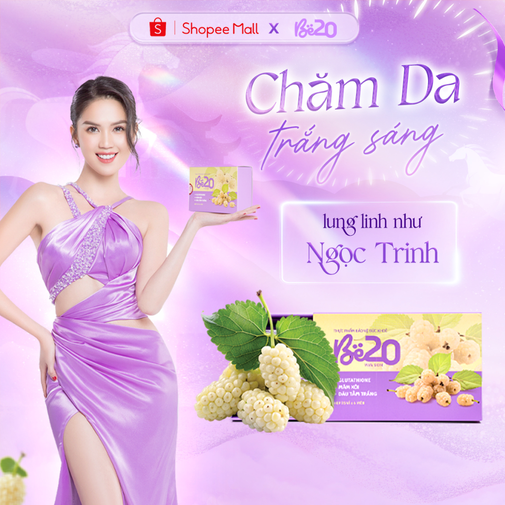 Kẹo Ngậm Dâu Tằm Be20 - Hỗ trợ làm trắng da, sáng đều màu da tự nhiên toàn thân - Hộp 30 viên