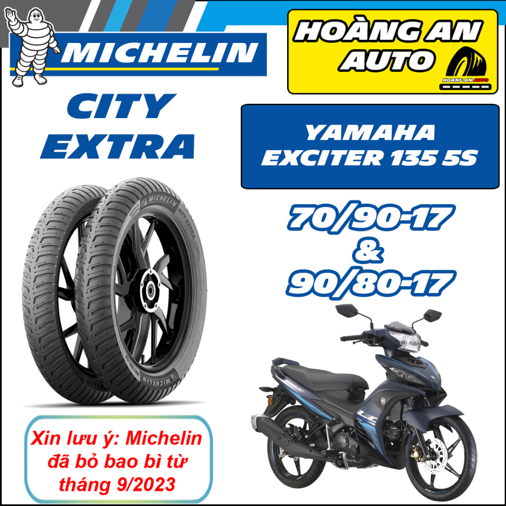 (70/90-17& 90/80-17 City Extra - EXCITER 135 5 SỐ CÓ CÔN) Vỏ lốp xe Michelin City Extra cho Exciter