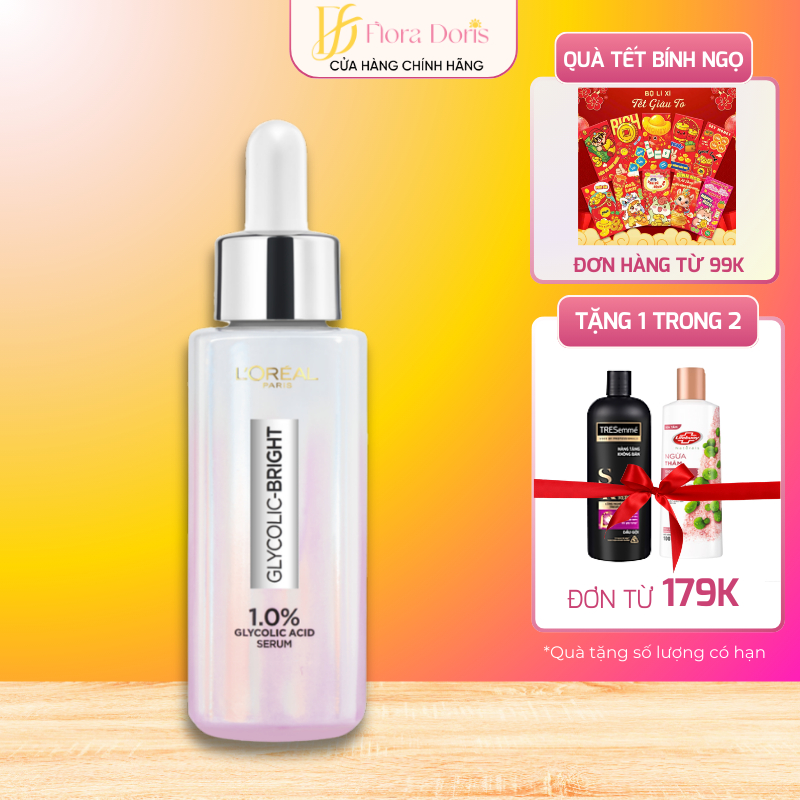 Serum Dưỡng Trắng Và Mờ Thâm Nám L'oreal Paris Glycolic Bright 1.0% Glycolic Acid (AHA)