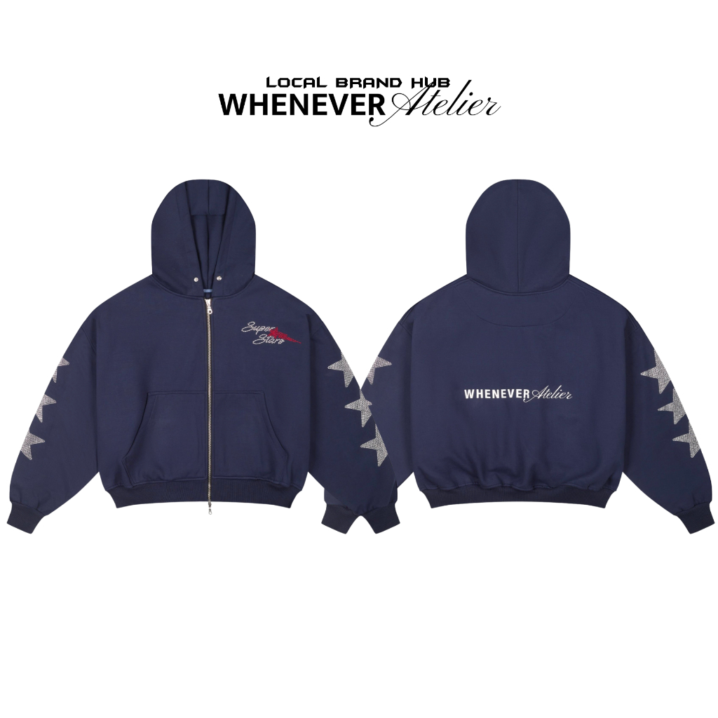 𝐖𝐇𝐄𝐍𝐄𝐕𝐄𝐑 𝐀𝐓𝐄𝐋𝐈𝐄𝐑 | SUPER STAR HOODIE ZIP / NAVY