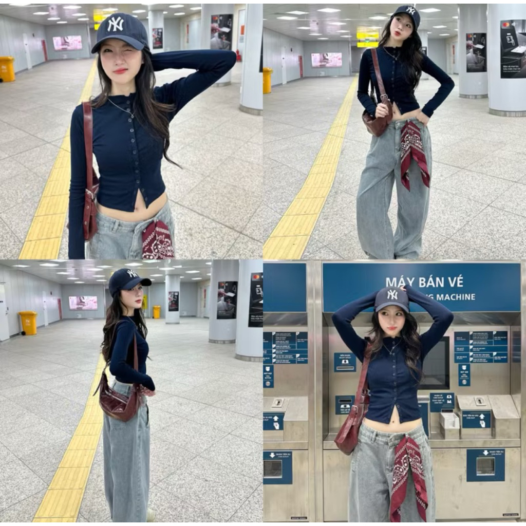 pass áo tay dài xanh đen full nút size M DEROSE SAIGON