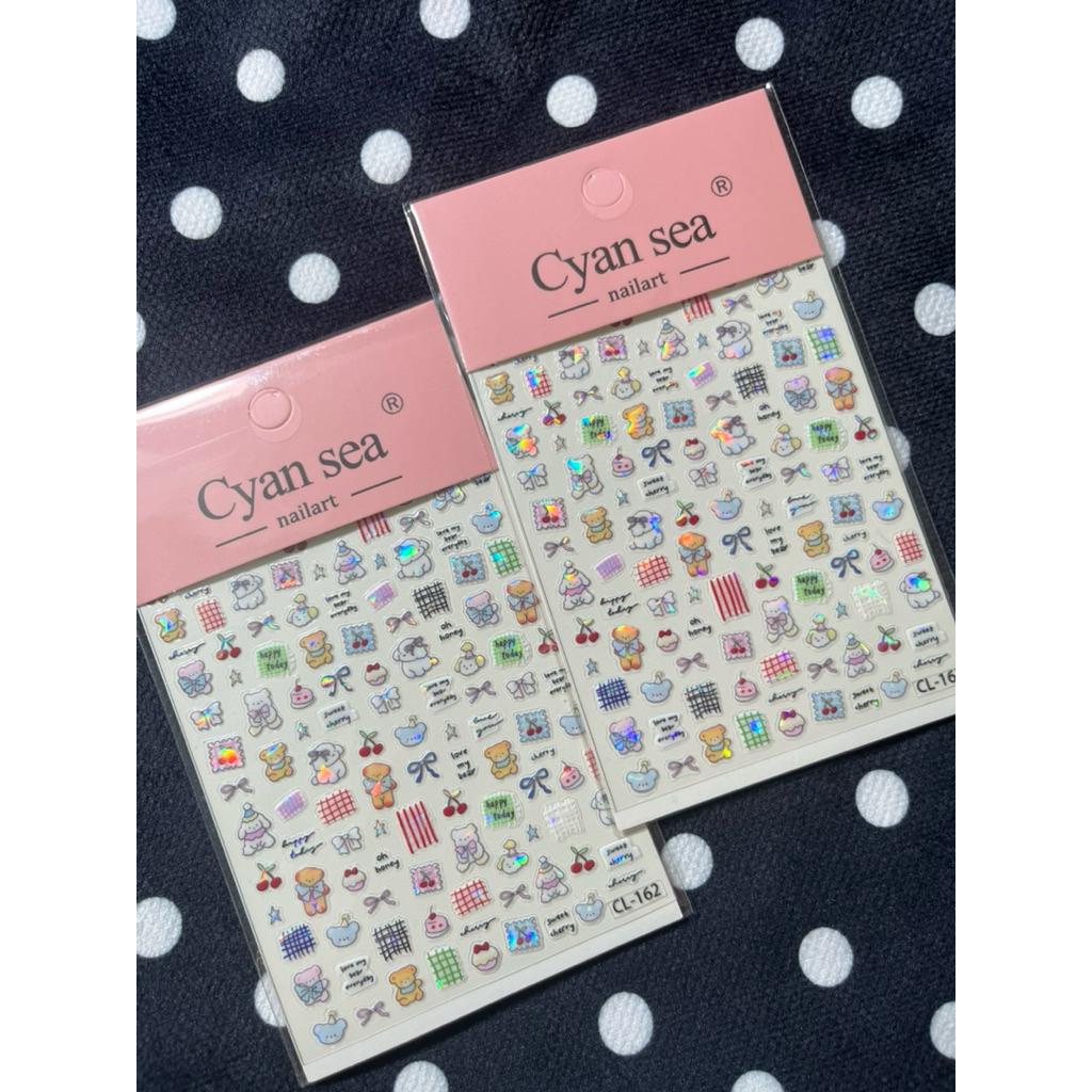 NEW Sticker Nhãn Dán Gấu Cherry Nơ Lấp Lánh Dễ Thương Trang Trí Điện Thoại Laptop - ST120