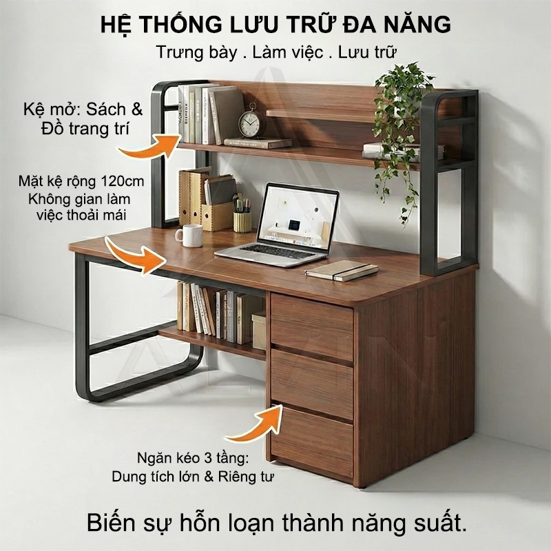 ALVIN Bàn làm việc với tủ chống ẩm và chống gỉ có các ngăn chứa đồ riêng biệt tiết kiệm không gian | BigBuy360 - bigbuy360.vn