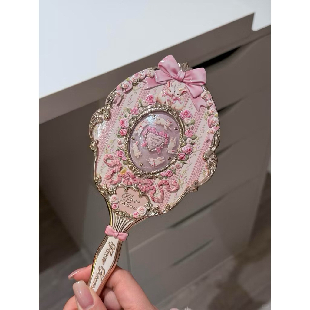 (SẴN SHIP) Gương cầm tay bst mới BUNNY Flower Know - thiết kế ngọt ngào,vintage