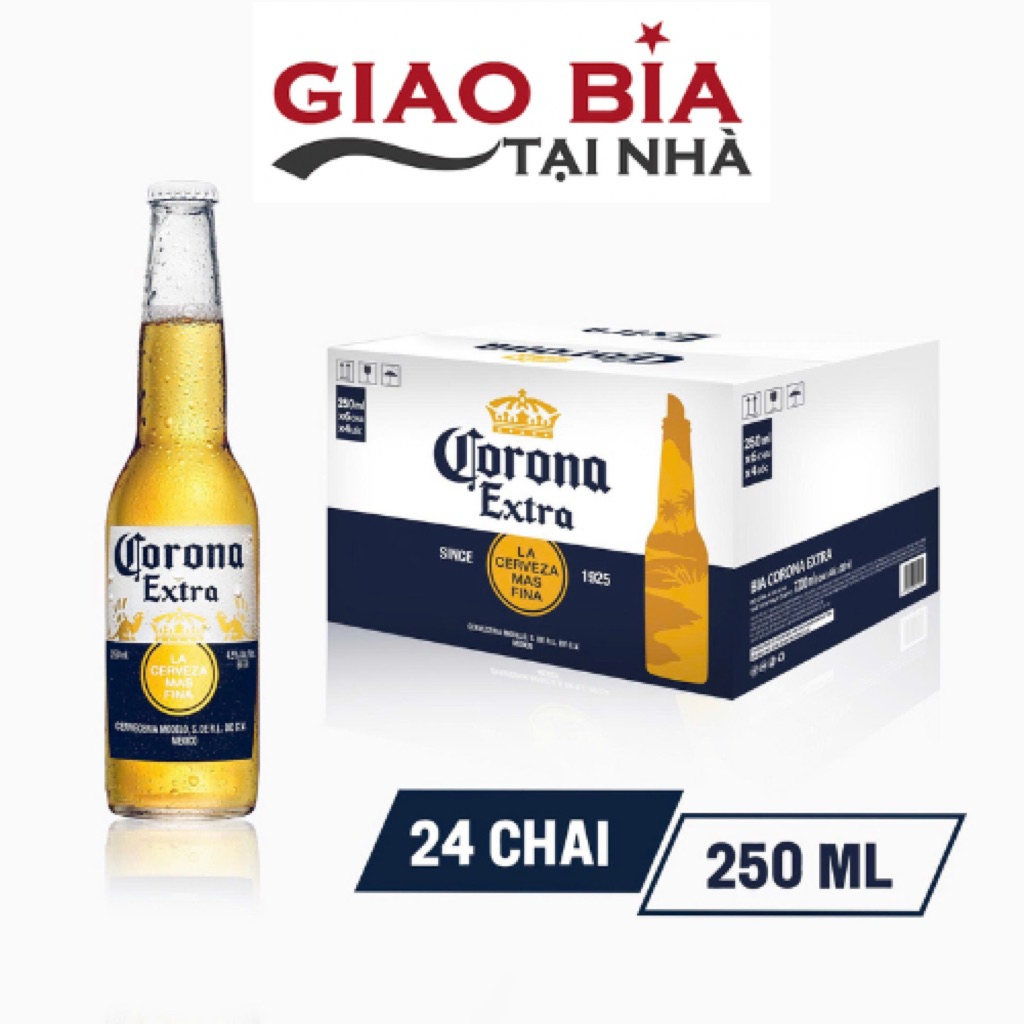 Bia CORONA EXTRA Mexico thùng 24 chai 250ml Ship Hoả Tốc