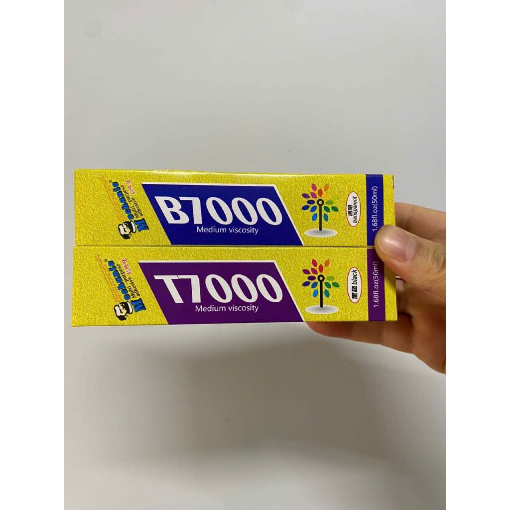 Em sẵn keo B7000 (keo trong) và T7000 (keo đen). Dung tích 50ml