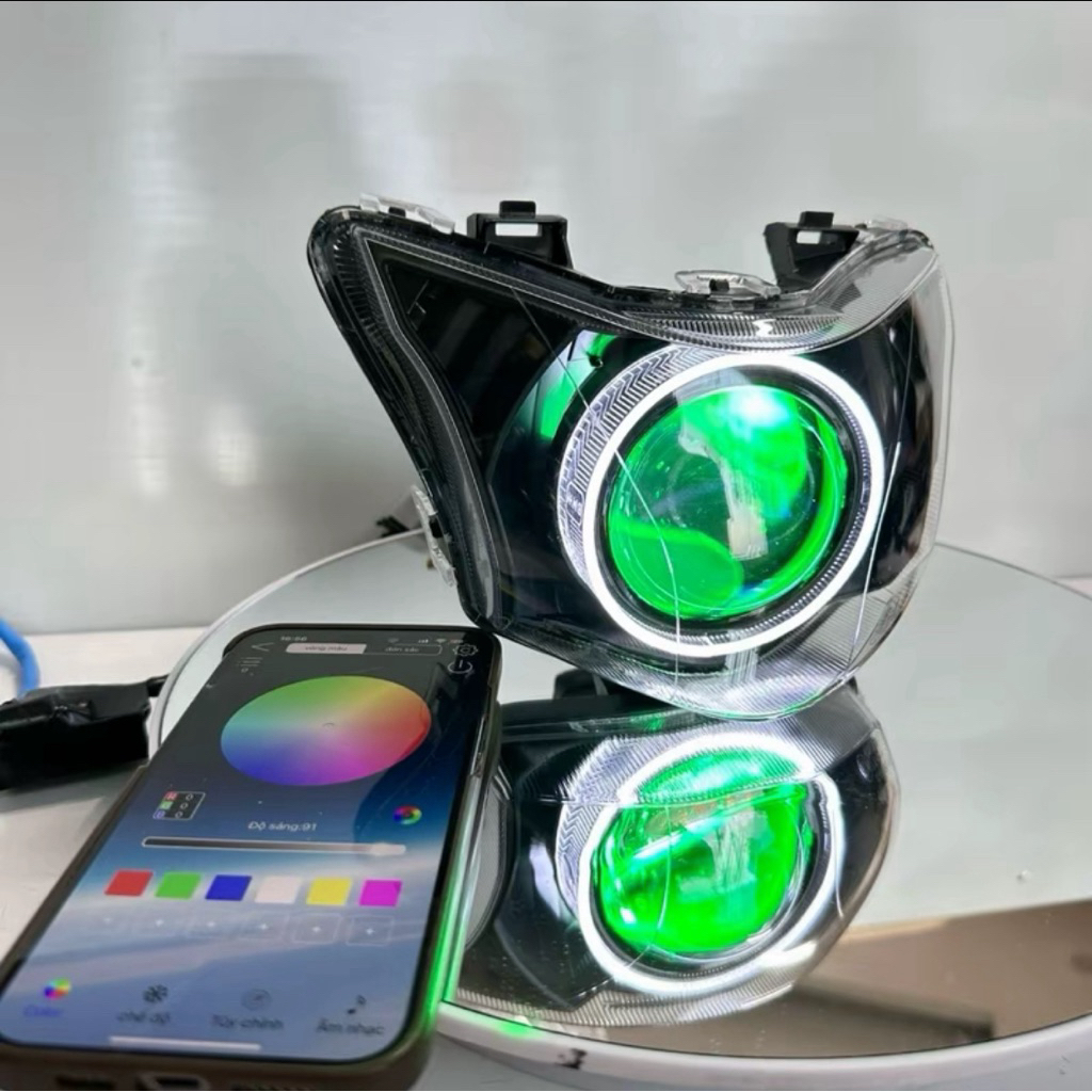 Pha đèn wave RSX 110 từ năm 2014-2025 bi E11+ công xuất 65w mắt quỷ app +vòng 3D trắng ( bảo hành 12