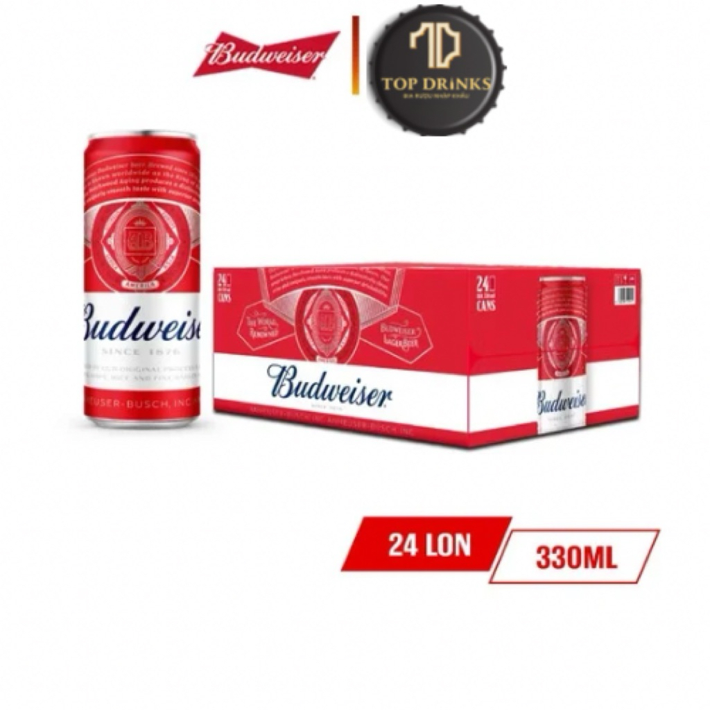Hoả Tốc Bia Budweiser Mỹ 330ml Thùng 24 Lon Cao | Chính Hãng