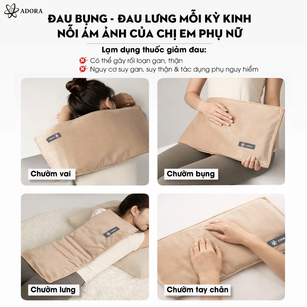 Đai Chườm Bụng ADORA | Túi Chườm Ấm Ngải Cứu & Muối Himalaya Hỗ Trợ Giảm Đau Khi Tới Tháng, Cải Thiện Đau Lưng, Bụng | BigBuy360 - bigbuy360.vn