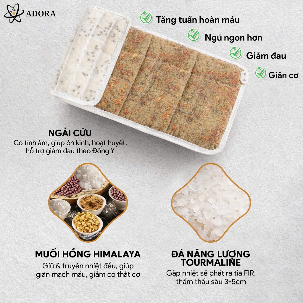 Đai Chườm Bụng ADORA | Túi Chườm Ấm Ngải Cứu & Muối Himalaya Hỗ Trợ Giảm Đau Khi Tới Tháng, Cải Thiện Đau Lưng, Bụng | BigBuy360 - bigbuy360.vn
