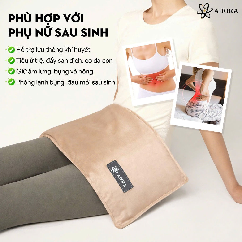 Đai Chườm Bụng ADORA | Túi Chườm Ấm Ngải Cứu & Muối Himalaya Hỗ Trợ Giảm Đau Khi Tới Tháng, Cải Thiện Đau Lưng, Bụng | BigBuy360 - bigbuy360.vn