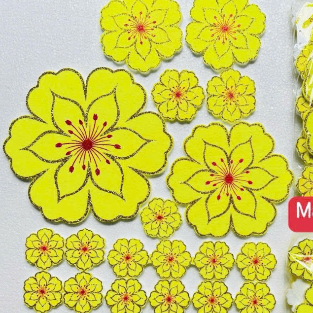 SET 37 BÔNG HOA MAI XỐP TRANG TRÍ TẾT KÈM KEO HM1