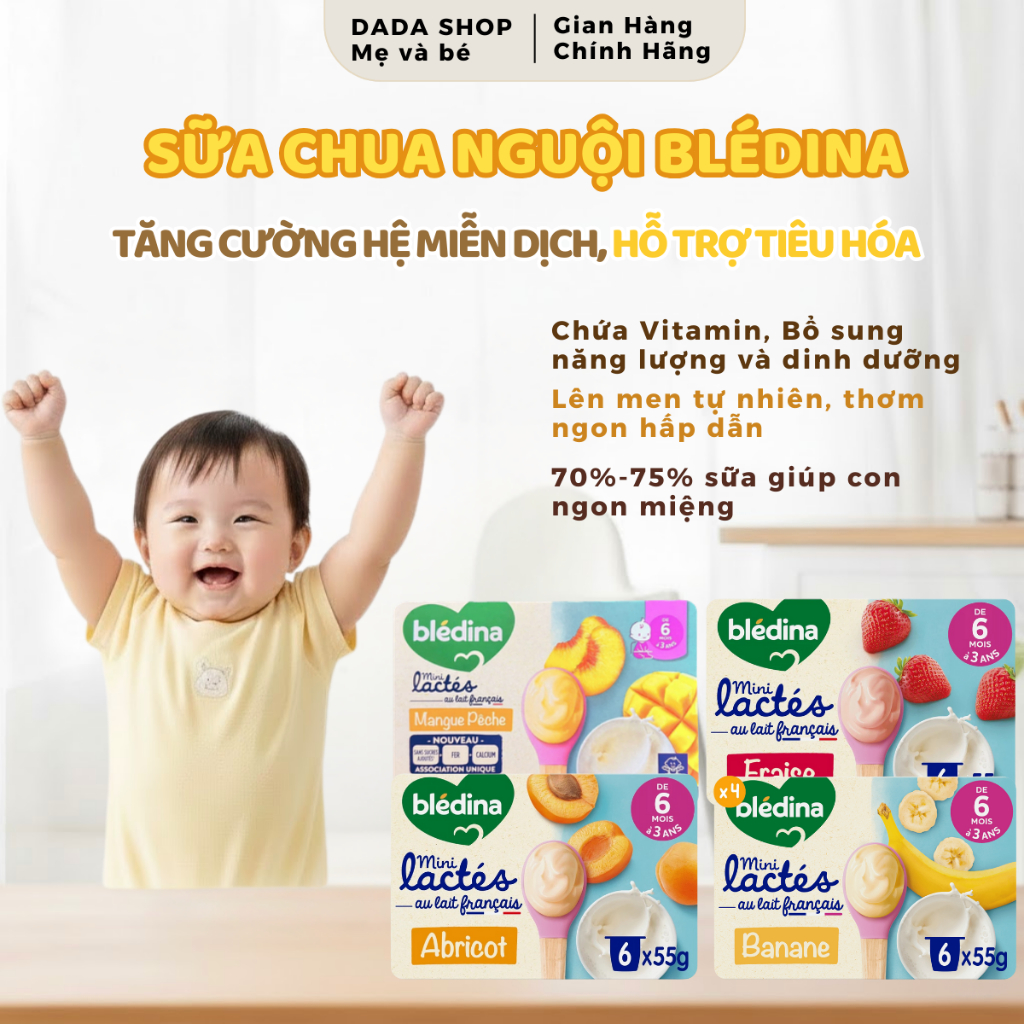 [DATE T6/26] Sữa chua nguội Bledina Pháp hỗ trợ tiêu hóa cho các bé từ 6 tháng tuổi, cung cấp vitamin và dưỡng chất