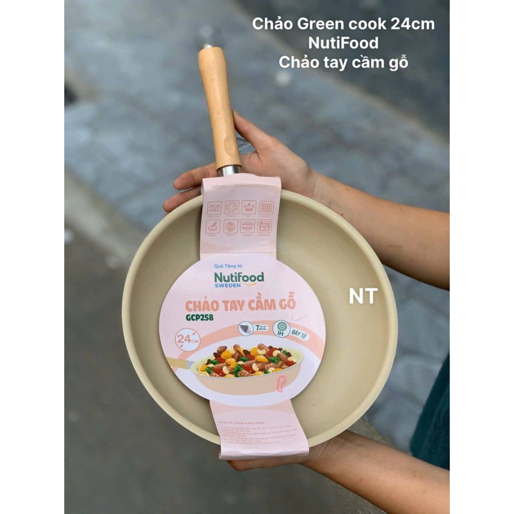 Chảo tay gỗ 24cm Green Cook
