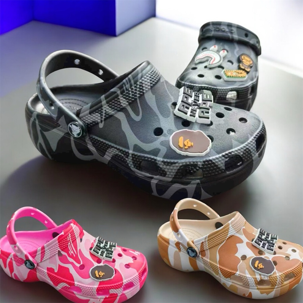 Sục Cross Bape  phiên bản platfom đế cao 5cm (đã kèm charm)