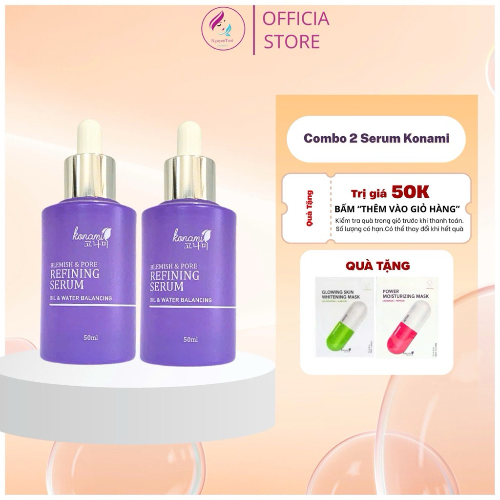 Combo 2 serum konami  blemish & pore refining dành cho da hỡn hợp, dầu ,mụn