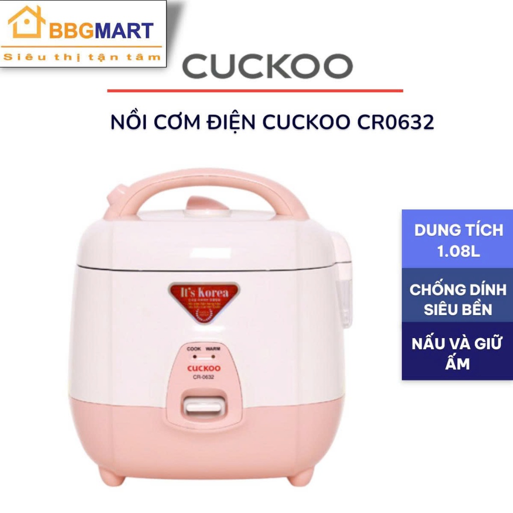 NỒI CƠM ĐIỆN CUCKOO CR-0632 HỒNG II CR0671V II CR0661 1,08L - CHỐNG DÍNH - BH 24 THÁNG