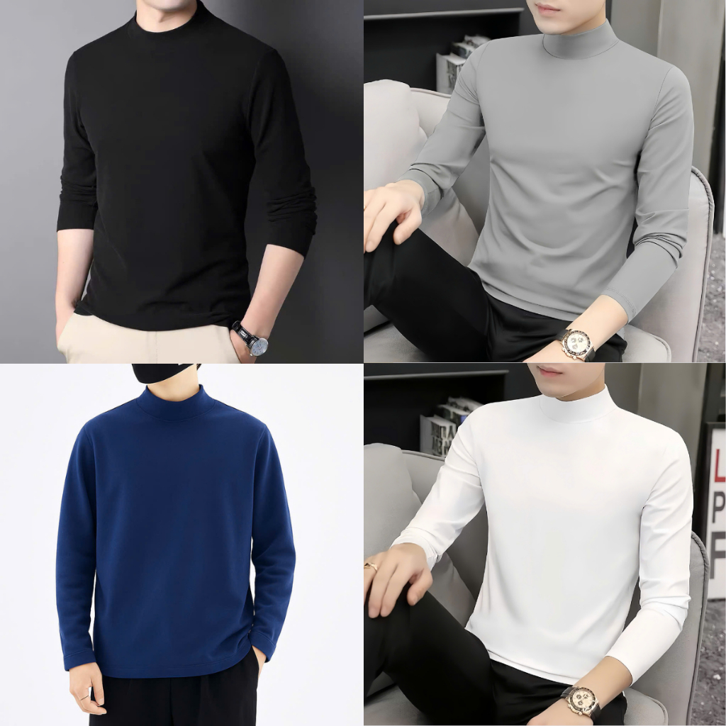 Áo Giữ Nhiệt Nam NTK Basic Giữ Ấm Hiệu Quả Lót Nỉ Dày Dặn Cổ Cao 3 Phân Co Dãn 4 Chiều