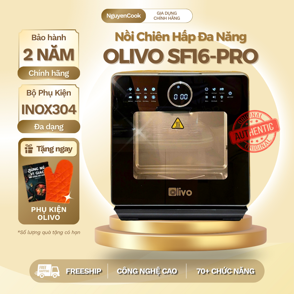 Nồi Chiên Hơi Nước Đa Năng OLIVO SF16 PRO (2025) – 70 Chế Độ, Inox 304, Chiên Không Dầu - NguyenCook
