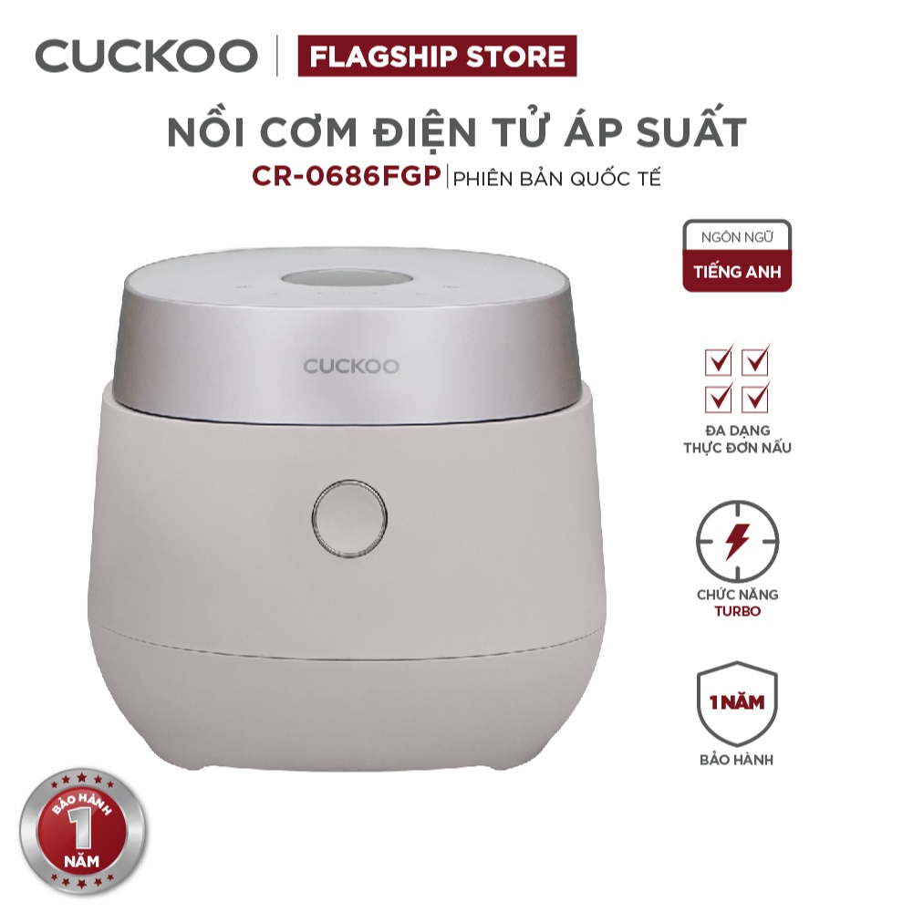 Nồi Cơm Điện Tử Cuckoo CR-0686FGP – 1.08 Lít - Lòng nồi chống dính - Bản Quốc Tế- Ngôn ngữ Tiếng Anh