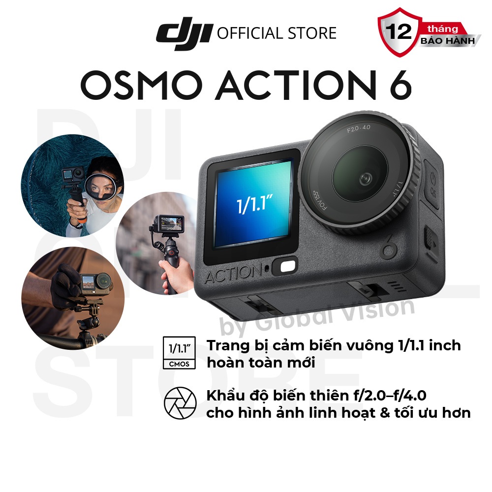 Camera hành động DJI Osmo Action 6 máy quay hành trình | Video 8K, cảm biến vuông 1/1.1, bộ nhớ trong 50GB (DJI OA 6)