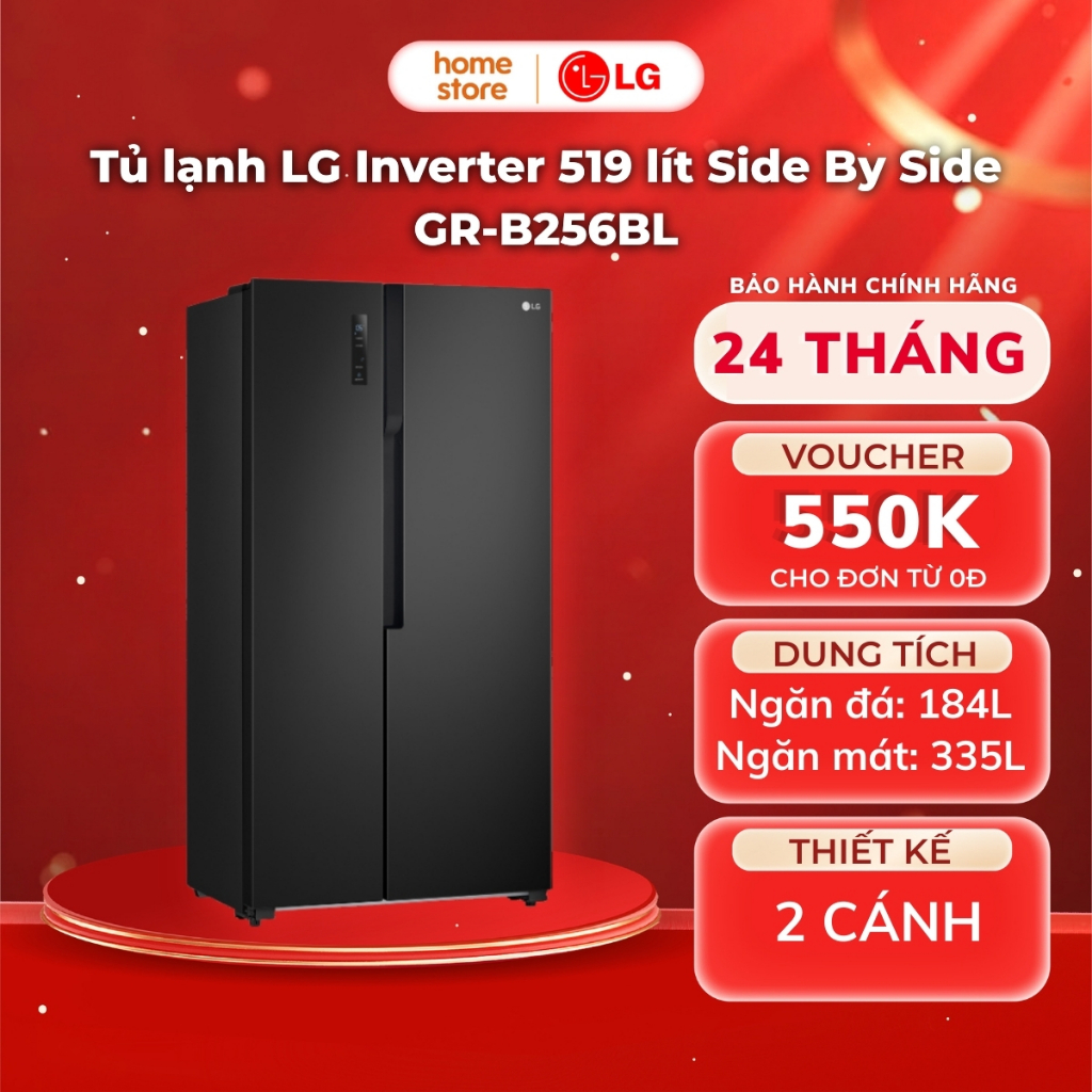 Tủ lạnh LG Inverter 519 lít Side By Side GR-B256BL