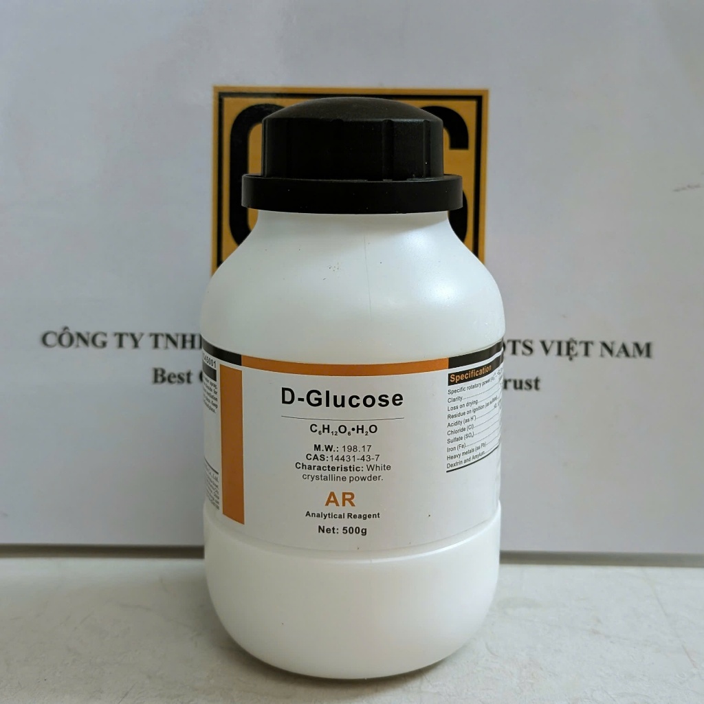 Đường D-Glucose - C6H12O6.H2O - Hãng: Xilong, Chai 500g - CAS 14431-73-7
