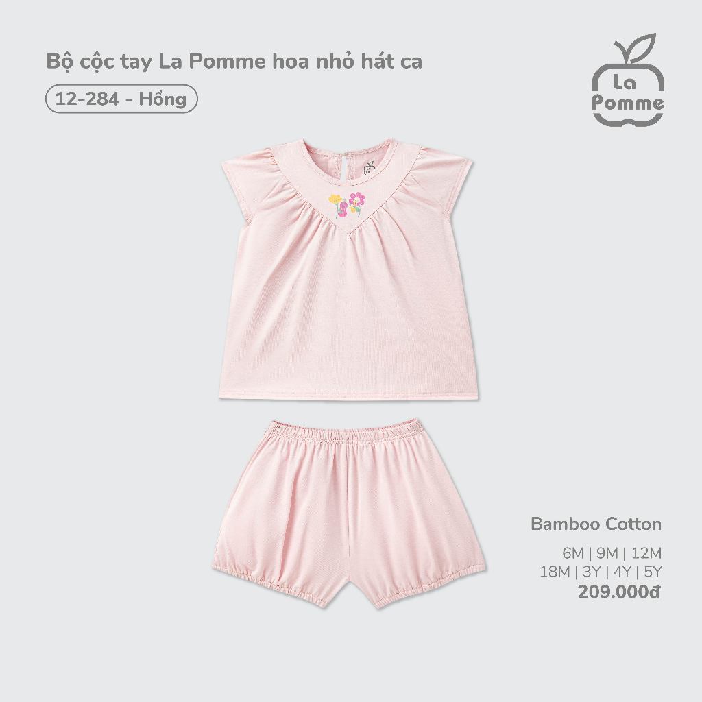 Bộ cộc tay La Pomme hoa nhỏ hát ca - Sợi Bamboo Cotton mềm mại, hỗ trợ kháng khuẩn – Bé gái - 6M - 5Y