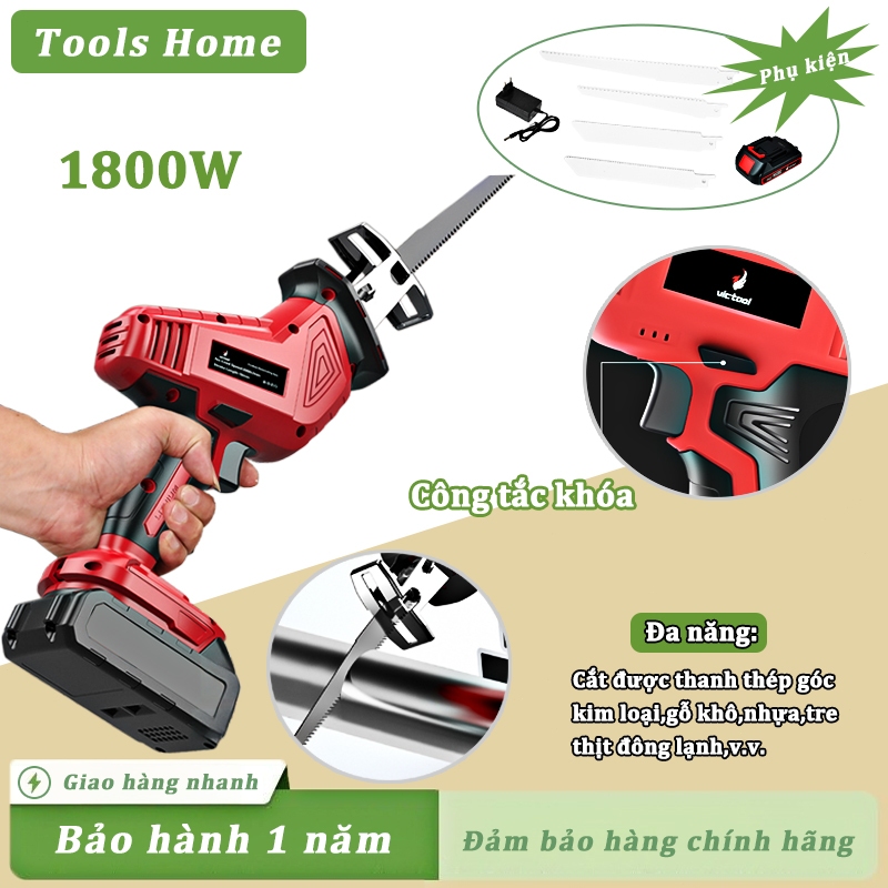 Máy cưa kiếm pin cắt đa năng,máy cưa kiếm dùng pin 21V,máy cưa kiếm kèm 4 lưỡi,gỗ khô,xương bò,v.v.
