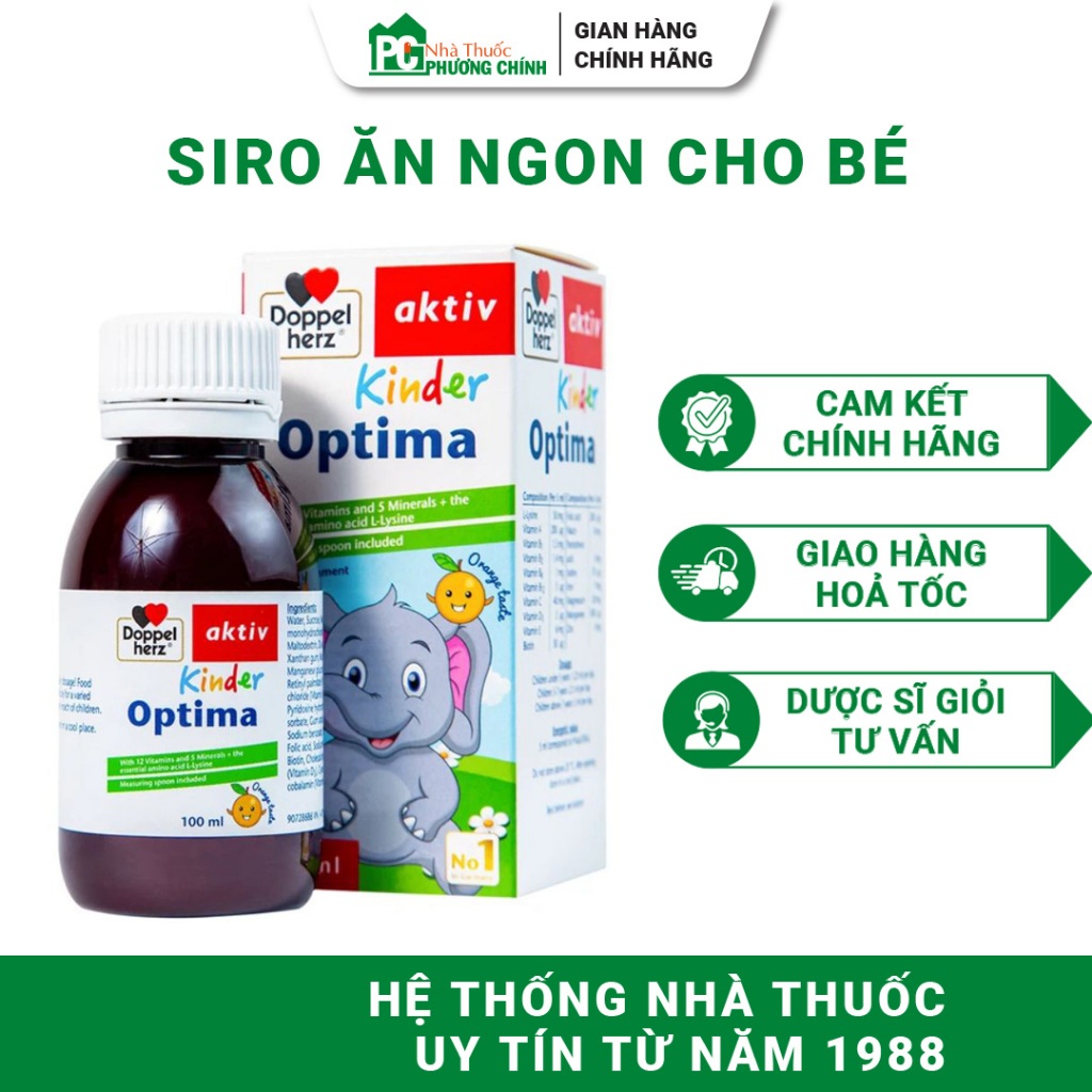 Siro Ăn Ngon, Tăng Đề Kháng Cho Bé Doppelherz Kinder Optima - Hỗ Trợ Bé Phát Triển Khoẻ Mạnh 100ml