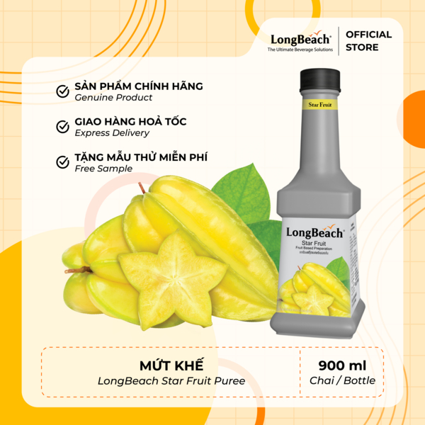 Mứt Khế (Sinh tố / Sốt Trái Cây) - LongBeach Star Fruit  Fruit Based Preparation 900ml