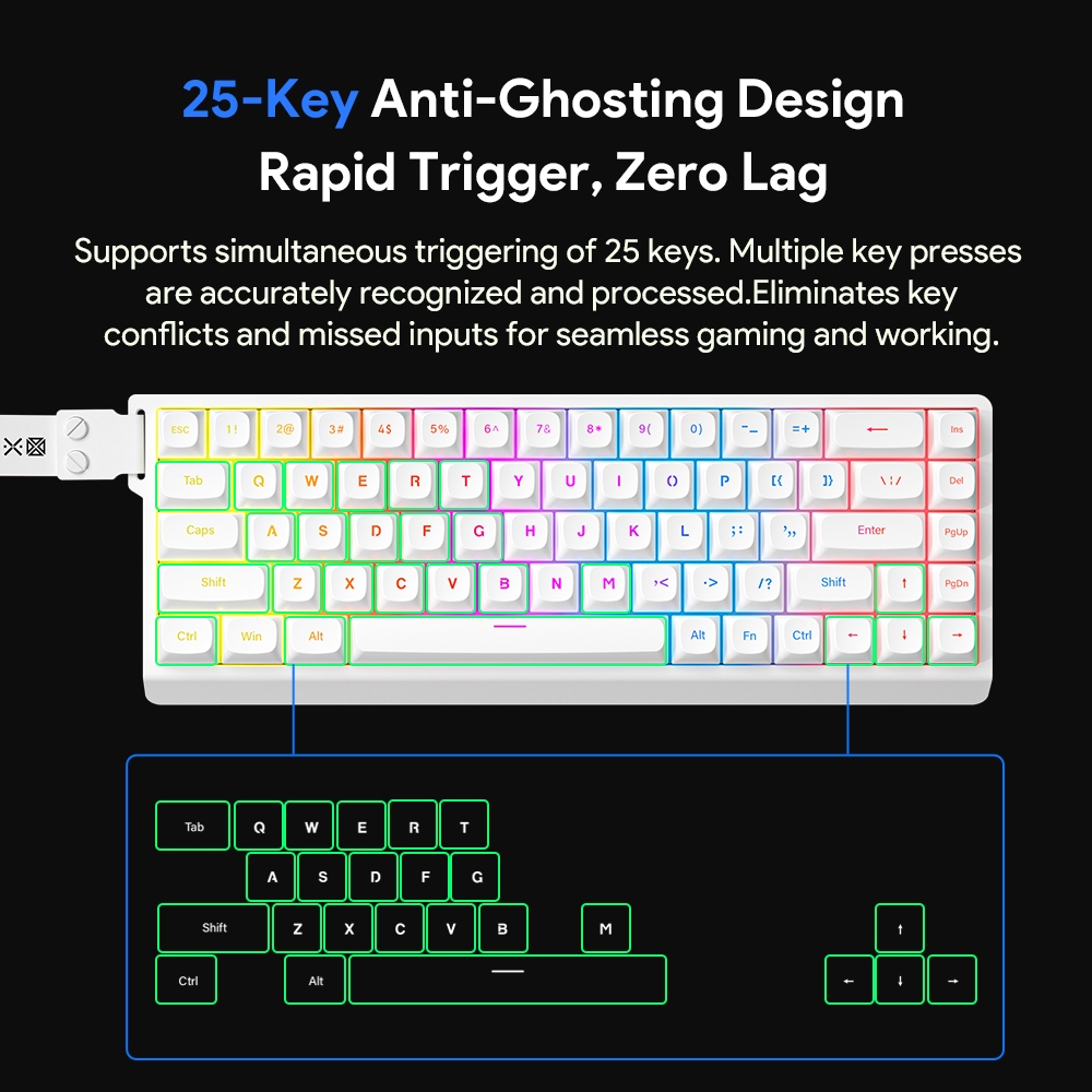Bàn phím FURYCUBE IP68S 68 phím, RGB, Layout 65% nhỏ gọn, Keycap PBT, Gõ êm, Văn phòng & Giải trí | BigBuy360 - bigbuy360.vn