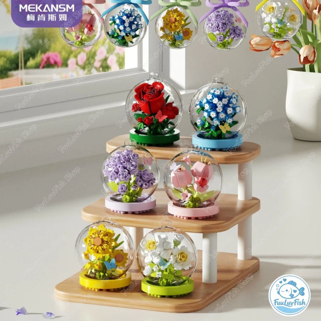 🌹 Mô Hình Lắp Ráp Quả Cầu Pha Lê Ước Nguyện – Đồ Chơi Lego Hoa Hồng Wish Crystal Ball Decor Cực Xinh