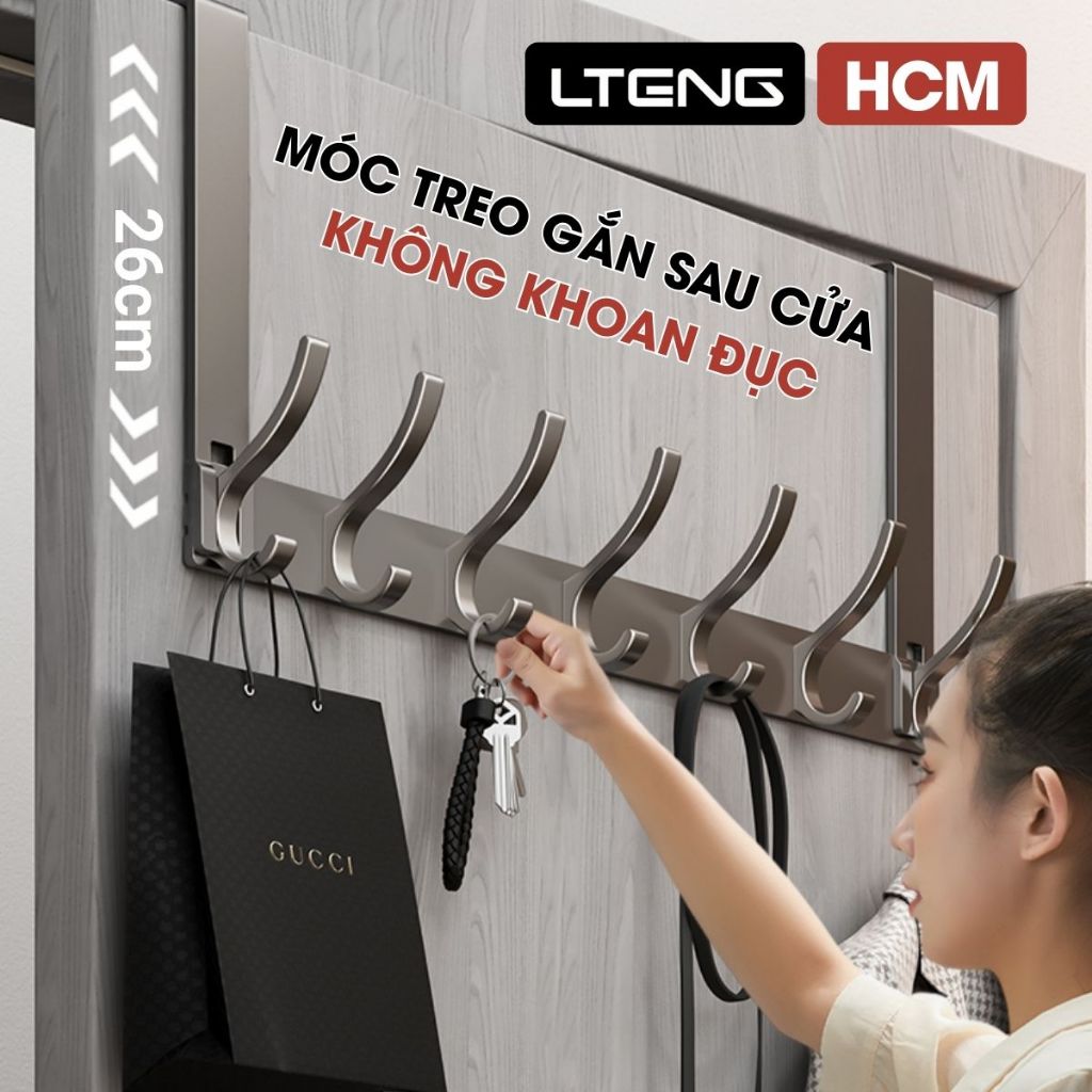 Thanh móc treo sau cửa LTENG, nhôm cao cấp chống gỉ, không cần khoan, tiết kiệm không gian