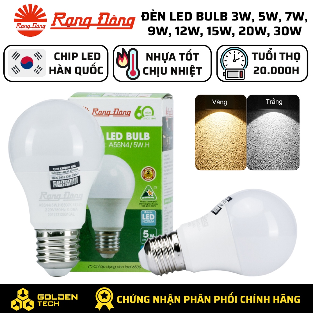Bóng đèn LED BULB 3W , 5W - Hãng Rạng Đông