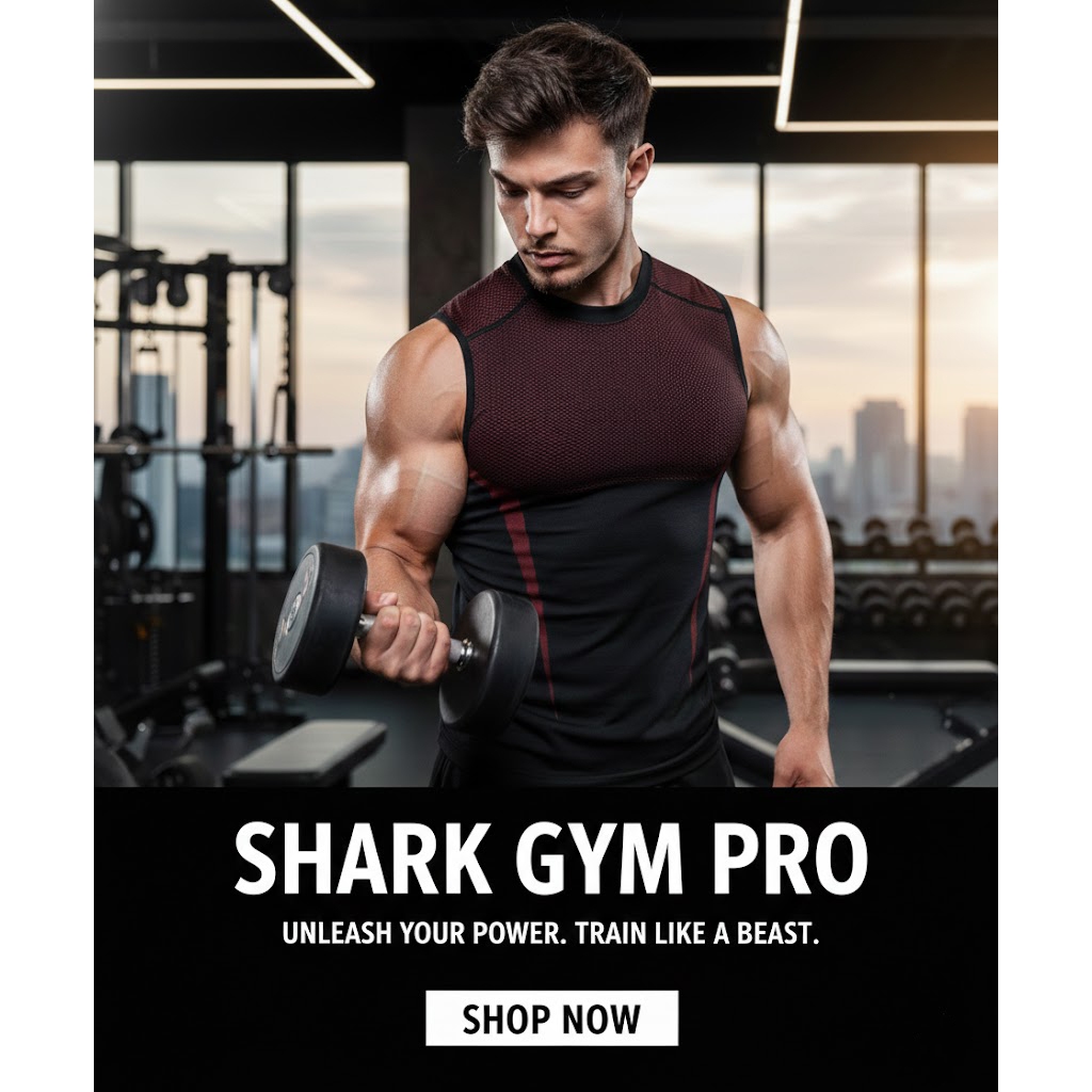 Thanh lý áo ba lỗ gym shark gym pro form ôm body, vải co giãn mạnh – tập nặng vẫn khô ráo thoải mái