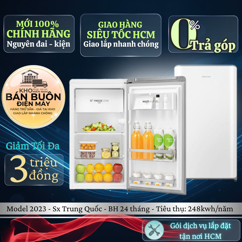 HR08DW Tủ Lạnh Mini Hisense – 82 Lít, Nhỏ Gọn, Có Ngăn Đông, Tiết Kiệm Điện HR08DW