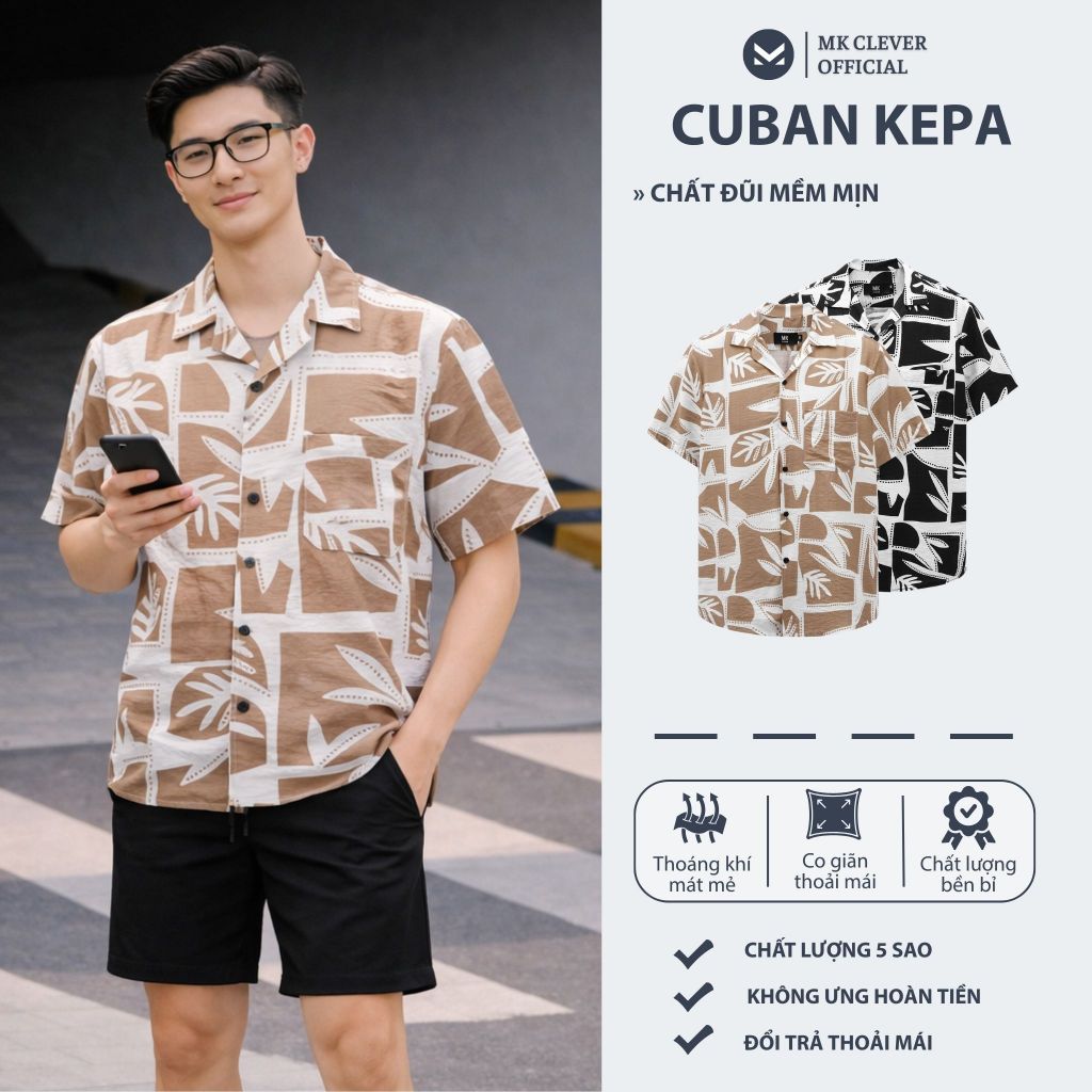 Áo Sơ Mi nam Kepa MK CLEVER Chất đũi mềm mịn thoáng mát chống nhăn, thấm hút tốt, form rộng hằng ngà