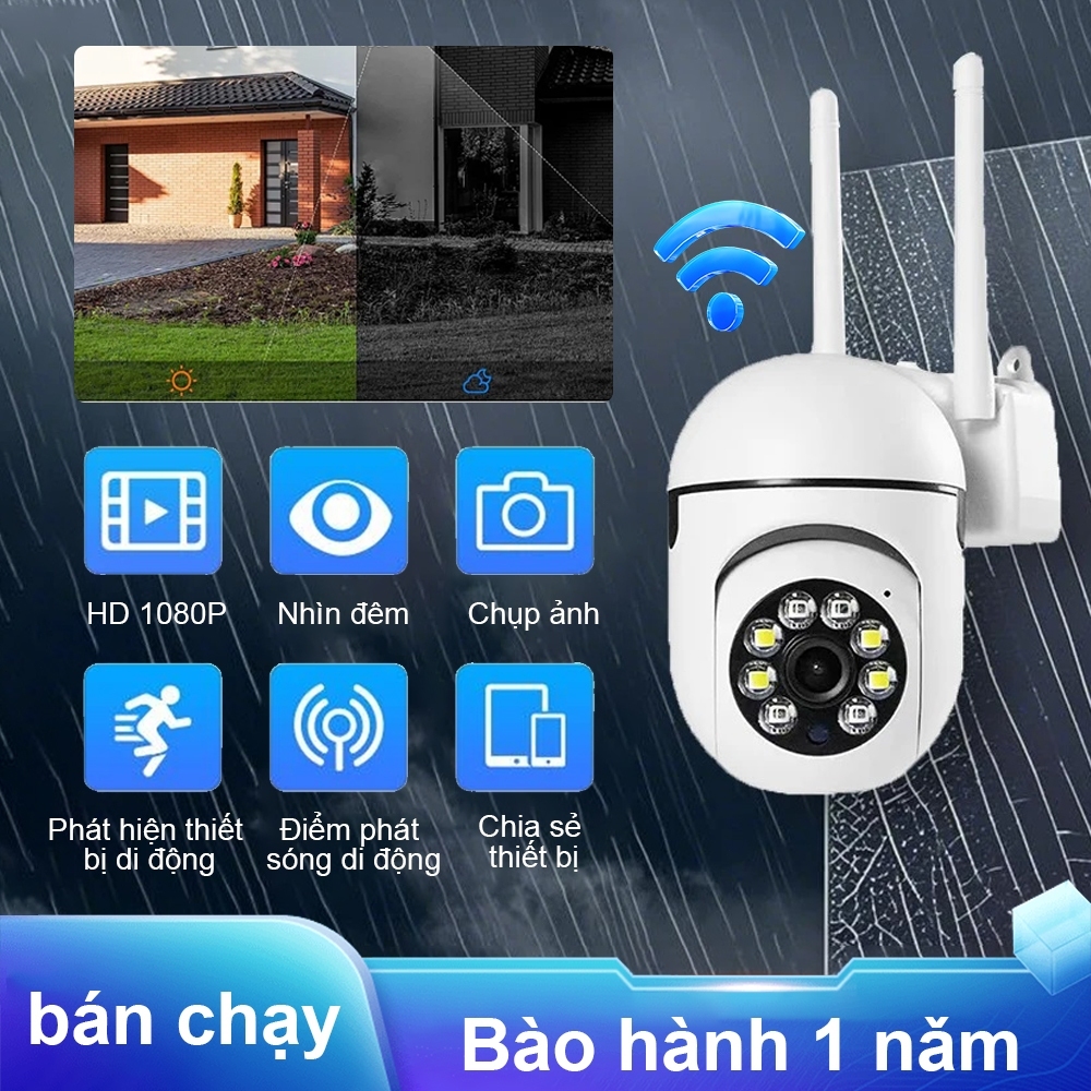 Camera Wifi liên lạc nội bộ xoay 360 độ 1080P Camera an ninh Màn hình Camera Theo dõi tự động, Chống nước, Nhìn ban đêm