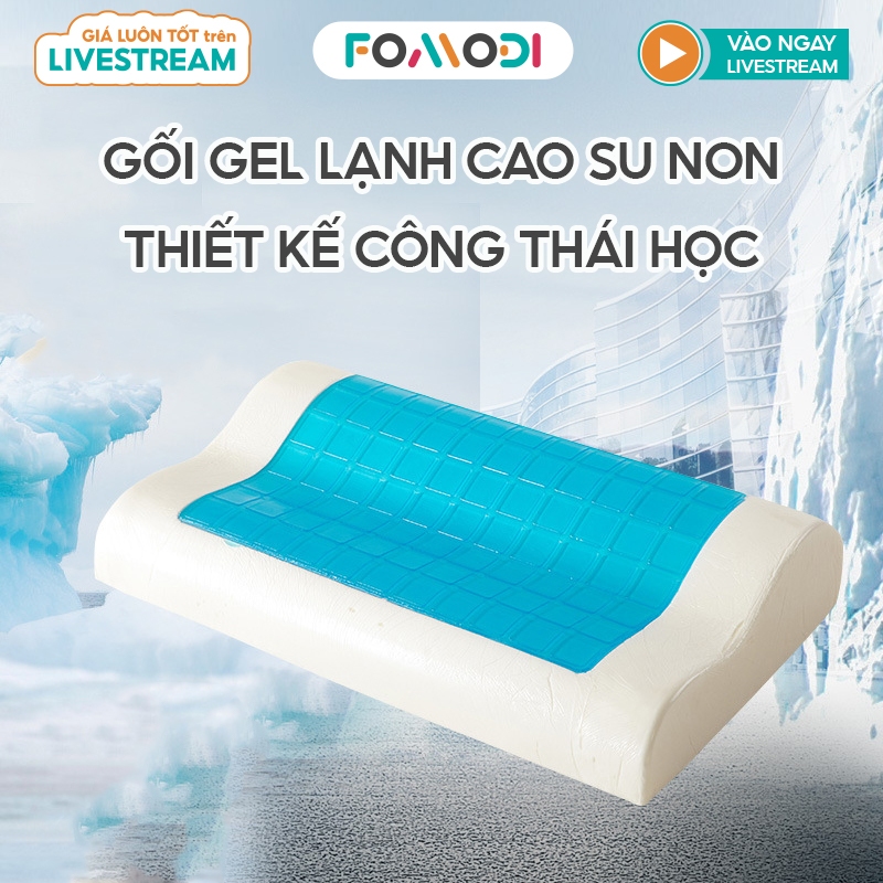 Gối công thái học Fomodi cao su non gel lạnh giúp ngủ nhanh ngủ ngon hơn thiết kế thông minh chống đau mỏi cổ vai gáy